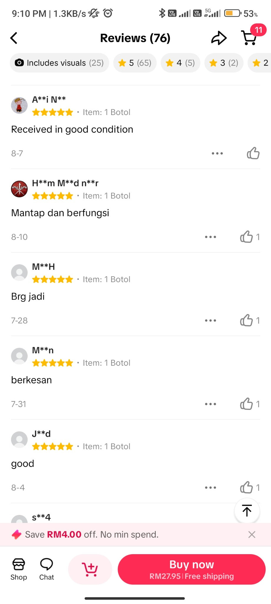 Screenshot ulasan TikTok Shop 13